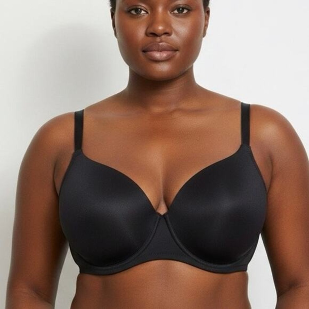 Womens Full Coverage Solid Stretch Bra Womens 44D Black Classiccore Elegant
